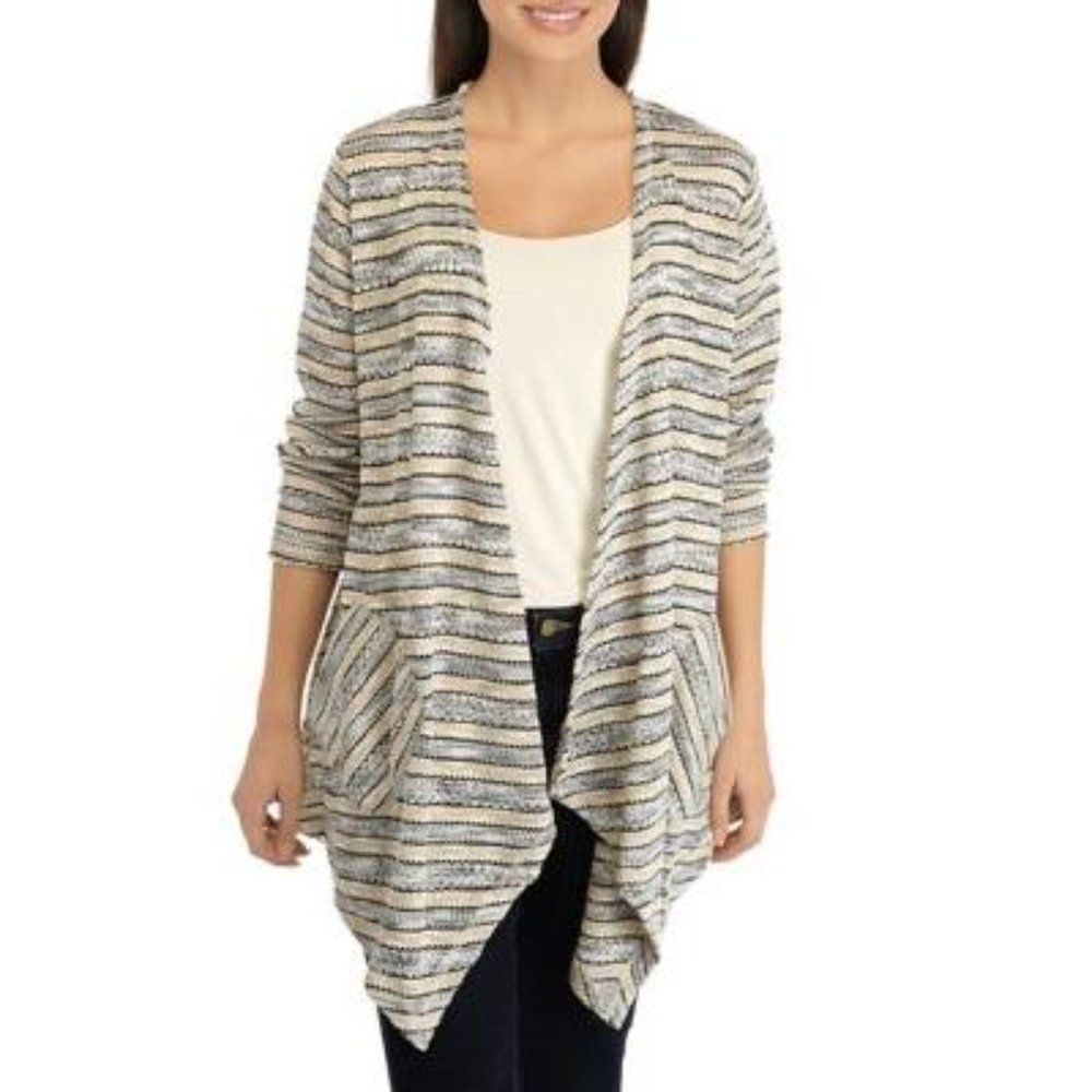 🆕Ruby Rd Petite XL Open Front Stripe Cardigan